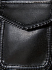 Men's Flap Pockets PU Biker Jacket