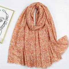 Hot Stamping Floral Scarf Boho Frayed Edge Shawl