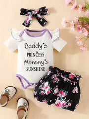 Daddy's Girl, Mommy's World Onesie Set with Floral Shorts