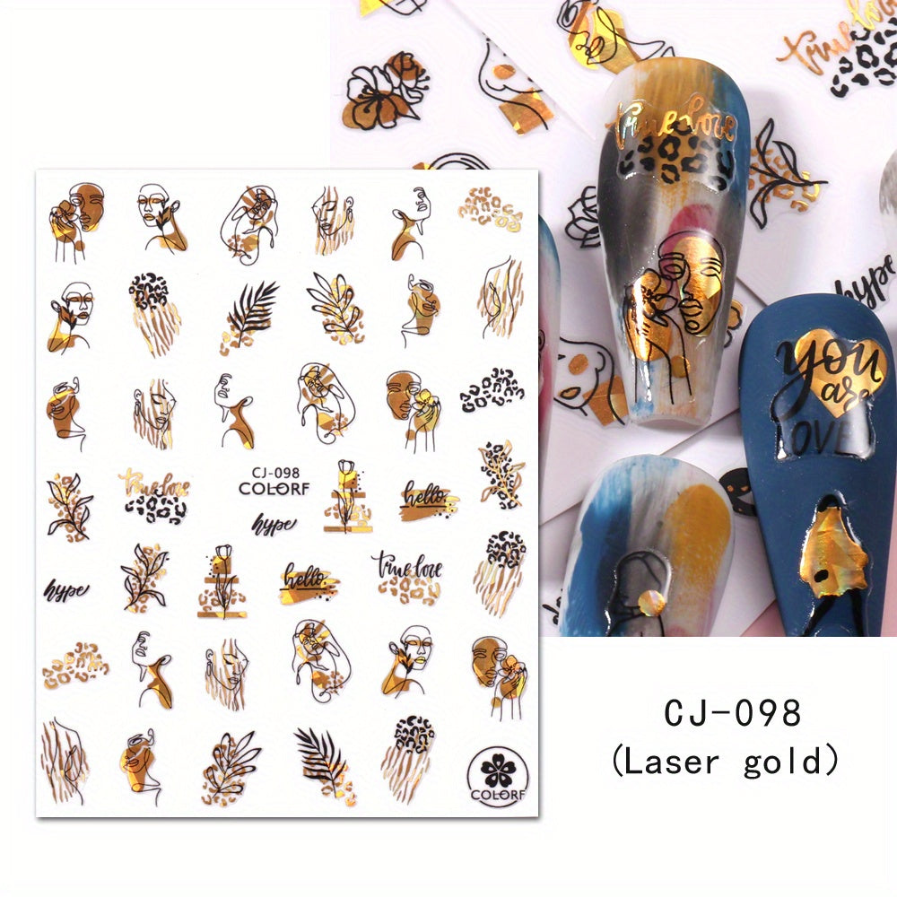 3D Graffiti Nail Art Stickers Abstract Line DIY Manicure Tips Decoration