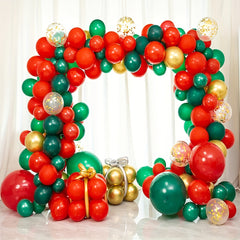 Christmas Balloon Garland 157pcs Green Red Golden Confetti Balloons