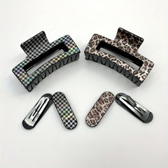 Retro Leopard Print Hair Claw Large Shark Claw Ponytail Holder Hair Clip