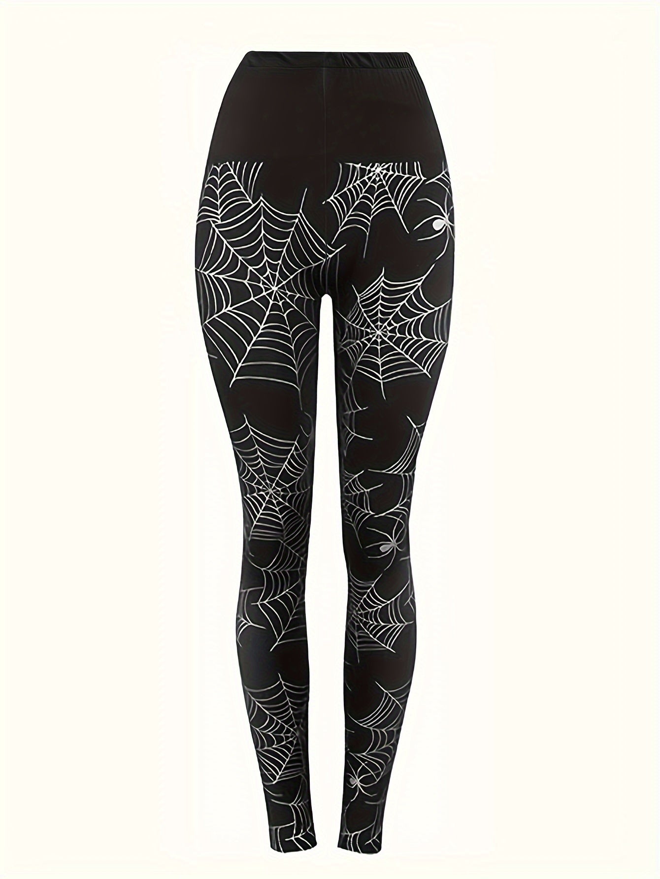  Spider Web Print High Rise Skinny Trousers