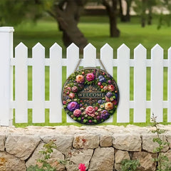 Flower Welcome Sign Wooden Home Decoration 8inx8in