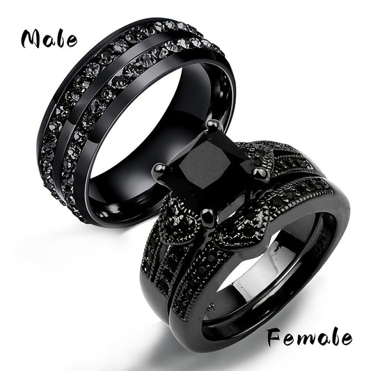 Golden Filled Double Row Diamond Couple Ring