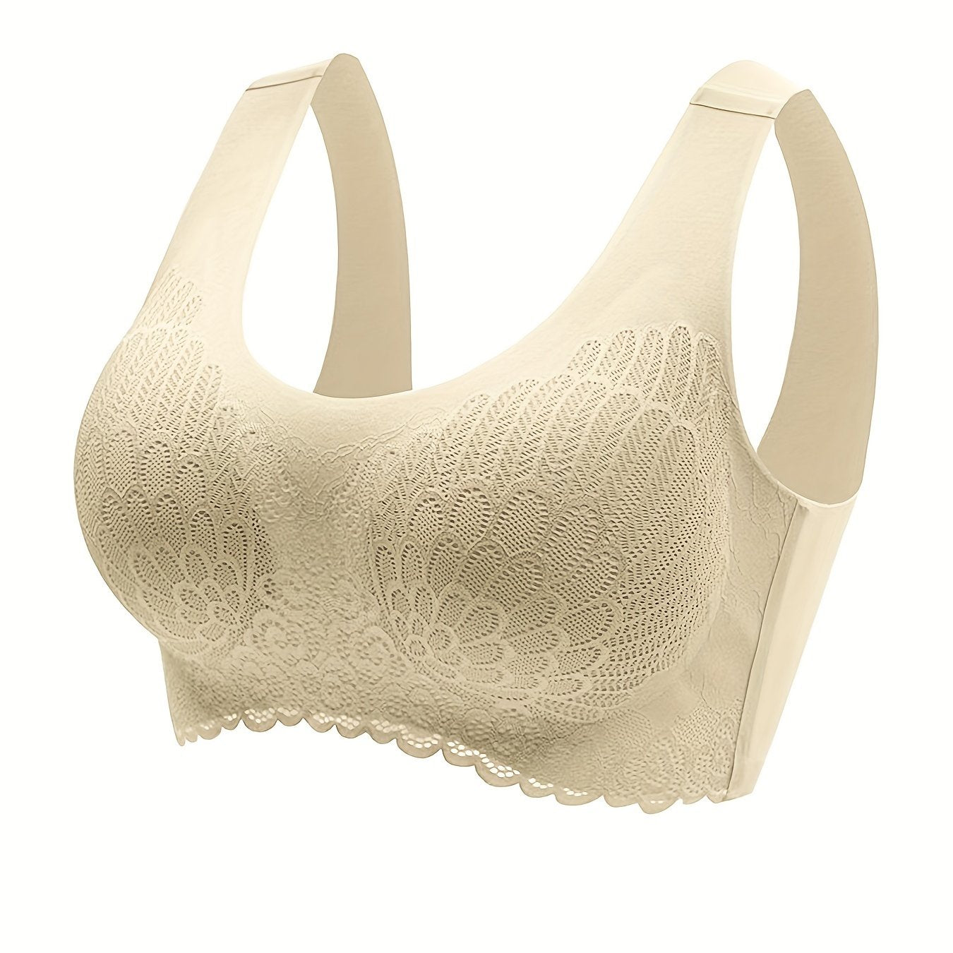 Lace Wireless Bra Comfy Scallop Trim Bra Tank