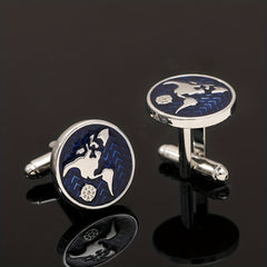 Metal World Map Button Cufflinks Shirt Cufflinks
