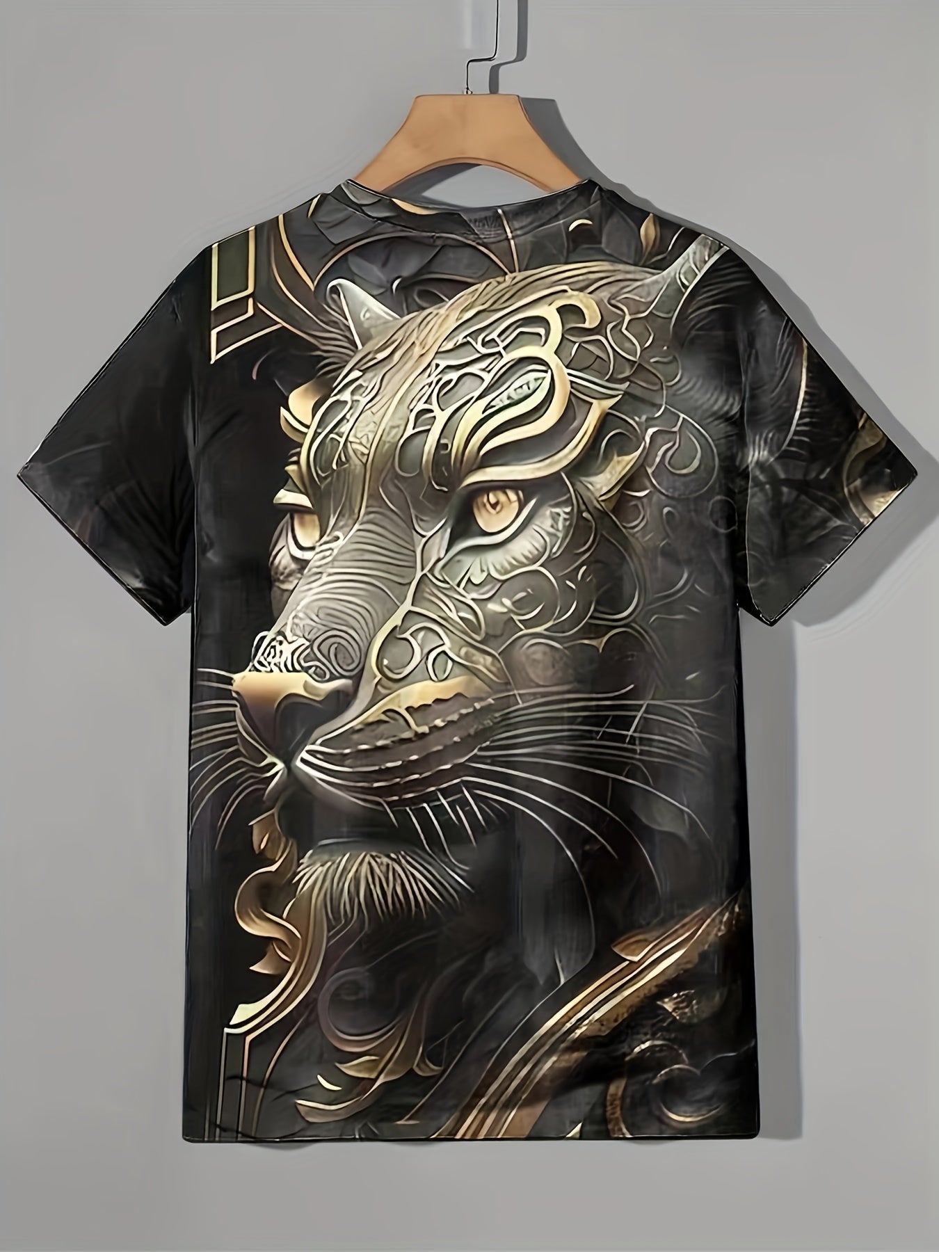 Men's Totem Lion Graphic T Shirt 3D Digital Print Active Stretch