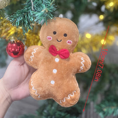 Christmas Gingerbread Man Plush Toy 7.08'' Soft Brown with Red & Icing Details
