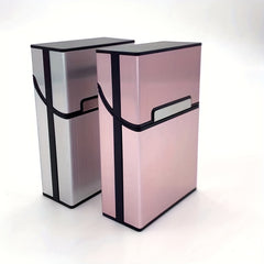 Brushed Aluminum Cigarette Box 20 Capacity Plastic Metal Men's Cigarette Box