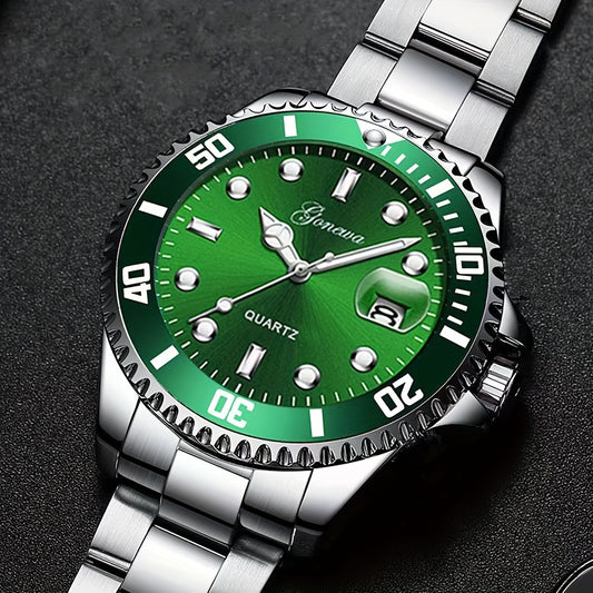 Men's Quartz Watch Luminous Calendar Steel Strap Wrist Watch