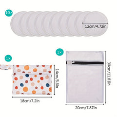 Organic Bamboo Nursing Pads For Breastfeeding Washable 10 Pads Wet Bag