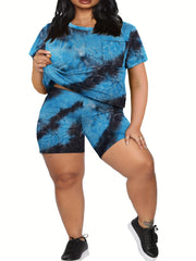  Tie Dye Crew Neck Top & Shorts Set