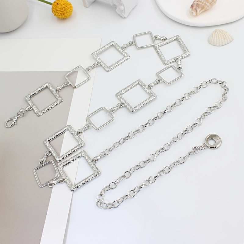 Metal Waist Chain Women's Square Belt For Dress Shirt Suit