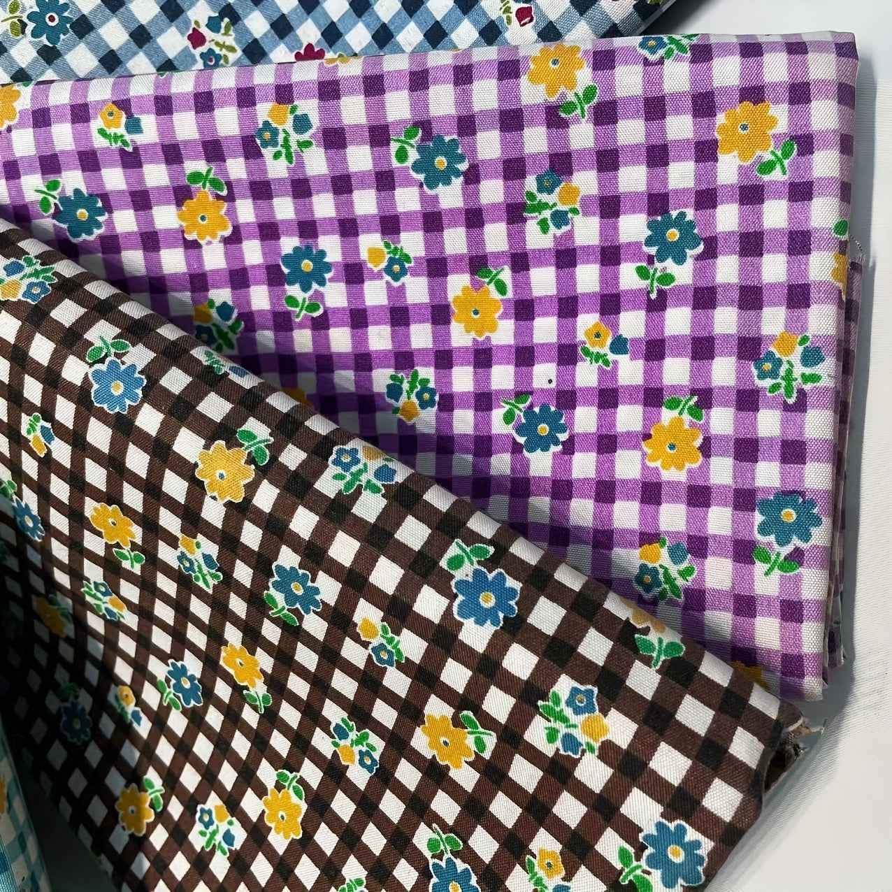 9pcs Floral Polyester Fabric DIY Sewing Scrapbooking Quilting