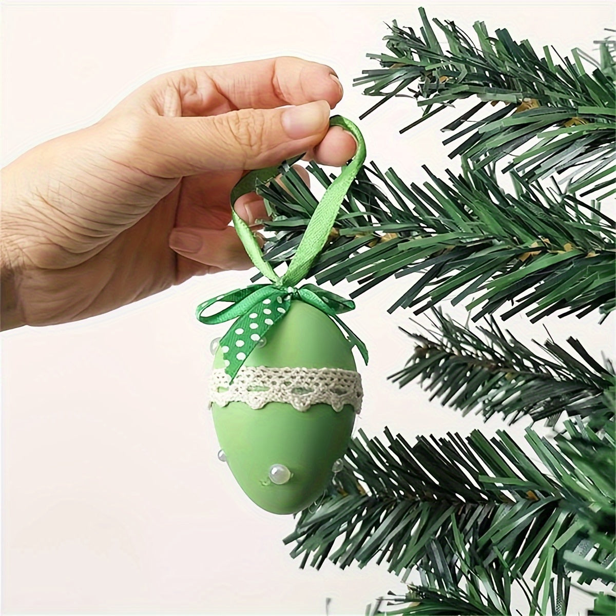 1pc Easter Eggs Wedding Stuff Christmas Ornaments Ribbon Bow Simulation Eggshell