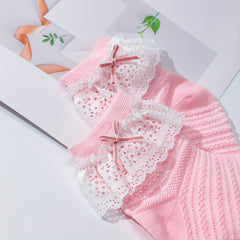 6 Pairs Lace Trim Fishnet Socks for Women