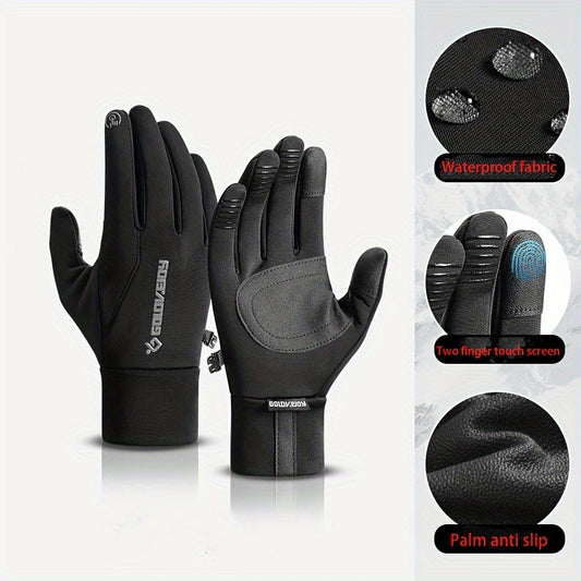Men's Windproof Waterproof Cycling Gloves Fleece Lining Touch Screen Warm Gloves