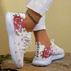 Floral Mesh Lightweight Running Shoes Breathable Outdoor Sneakers