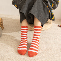 Women's Coral Fleece Stripe Socks - Colorful Lightweight Athletic Socks