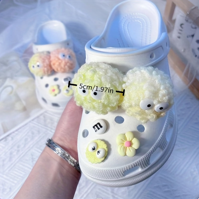 Pom poms Cartoon Shoe Charms For Clogs Garden Shoes DIY Accessories