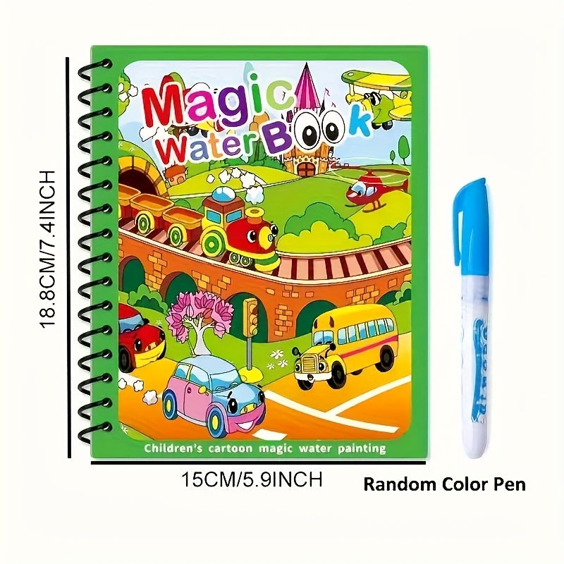 Kids' Magic Water Book 2pcs Reusable Educational Coloring Book Cartoon Theme