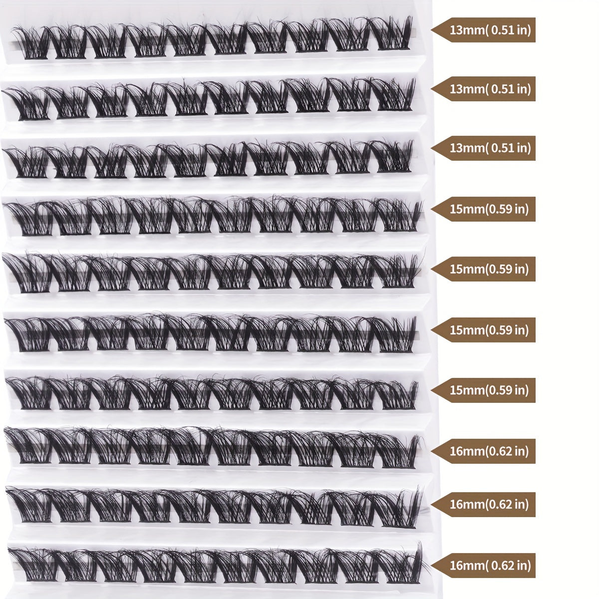 100pcs Segmented False Eyelashes 13 16mm Mixed Thick Curling Lashes