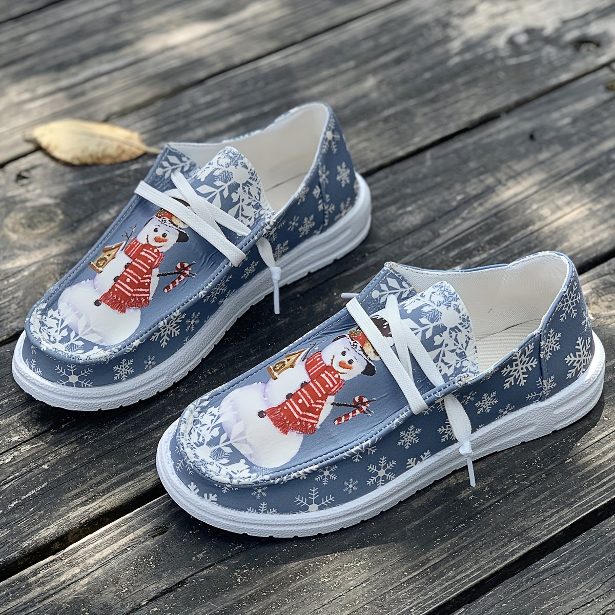 Women's Christmas Skate Shoes with Snowmen and Snowflakes