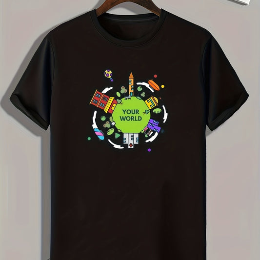 ''YOUR WORLD'' Print Men's Graphic T shirt Casual Comfy Tees For Summer