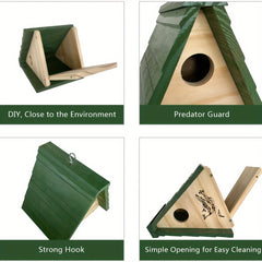 Wooden Bird Nest Small Bird House Triangle Pine Wood Bird Nest