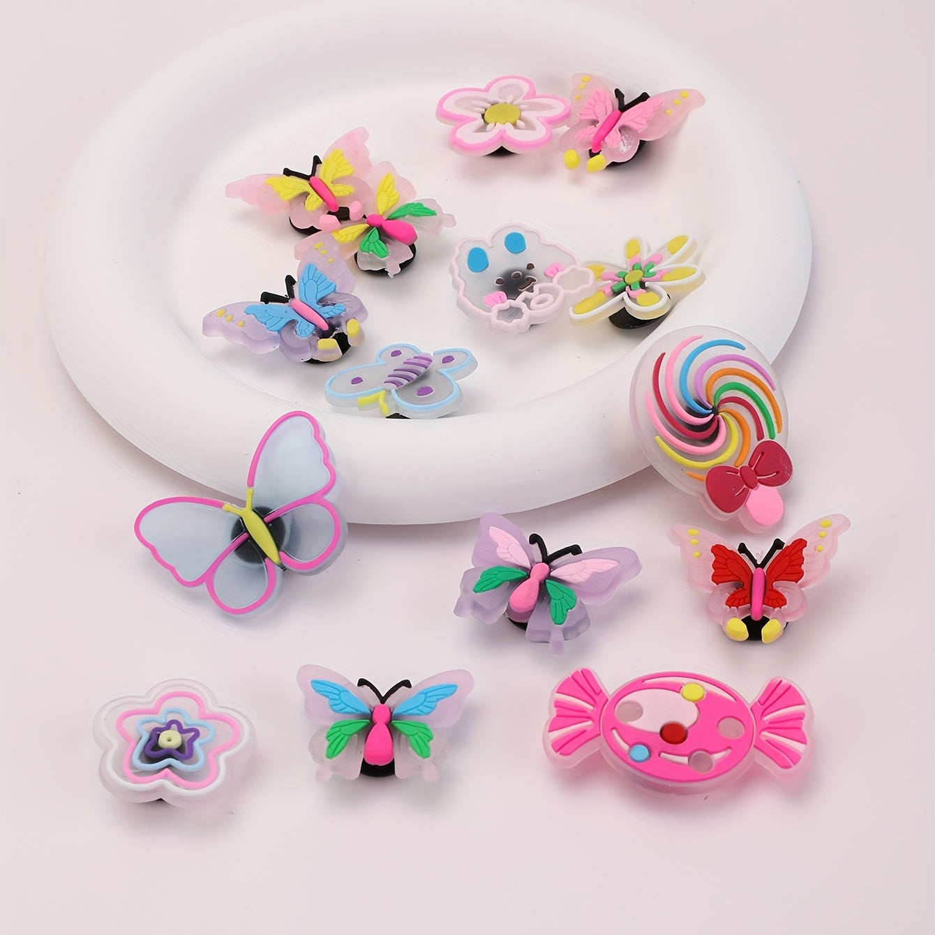 15pcs Butterfly Flower Shoe Charms Pack Sweet Shoe Decorations