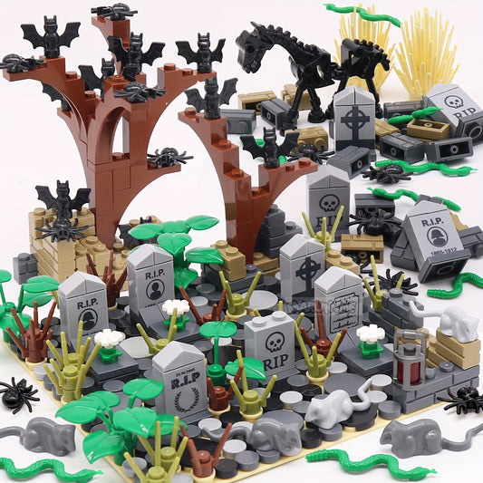 Marumine Halloween Building Blocks Set 265pcs Cemetery Tombstone Mosaic Toy