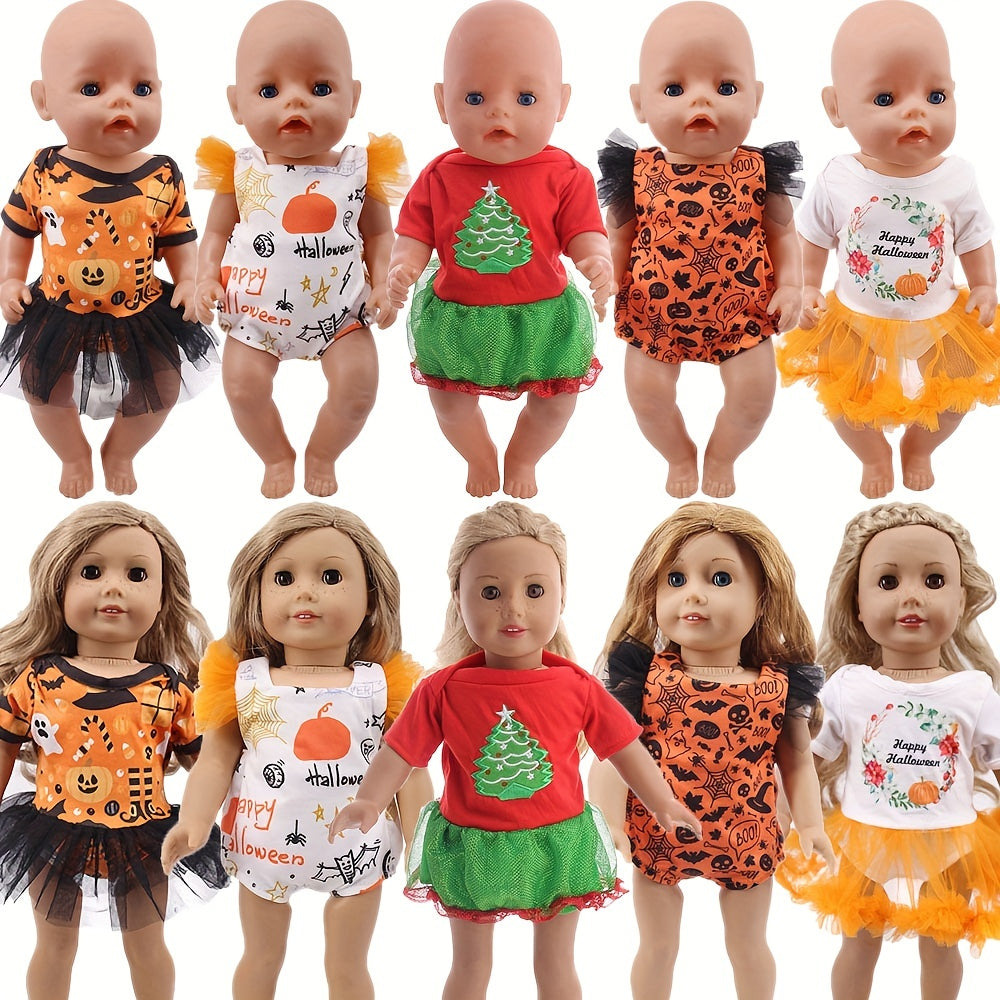 Christmas Tree Print Dress for 18 Inch Dolls