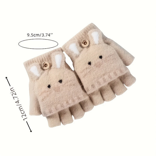 Children's Warm Knitted Half Finger Gloves for Autumn and Winter