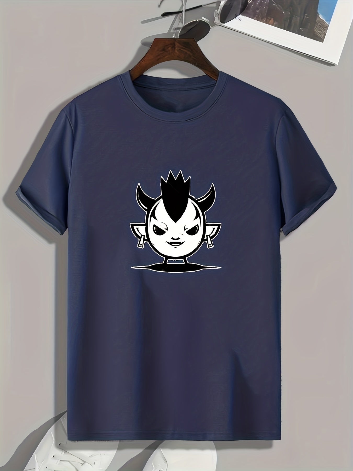Demon Pattern Print Men's Comfy Sports T-shirt