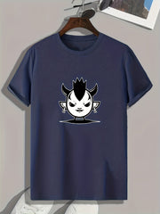 Demon Pattern Print Men's Comfy Sports T-shirt