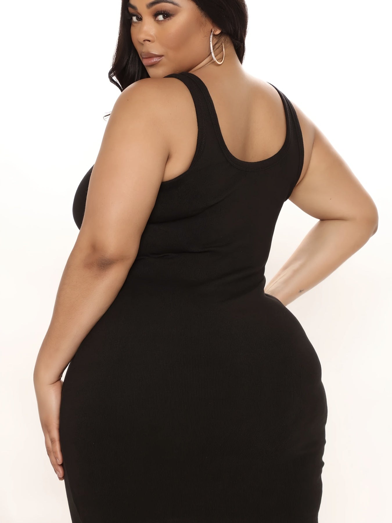  Solid Round Neck Tank Dress