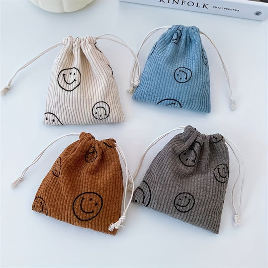 Smile Face Drawstring Cosmetic Bag for Women Travel Small Makeup Bag