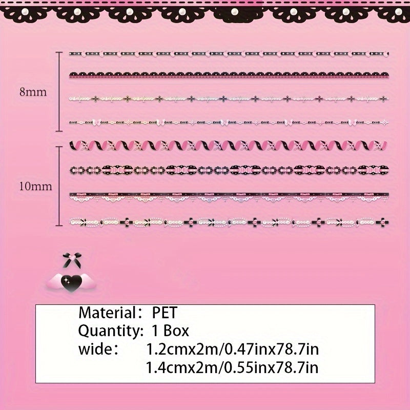 8 Rolls Lace PET Scrapbooking Tapes for DIY Decorative Material