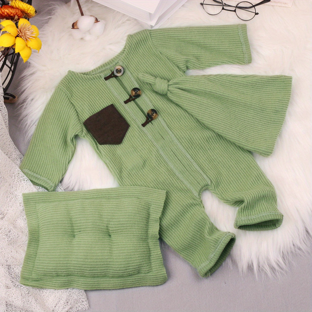 3 Pcs Baby Photo Costume Hat Pillow Onesie