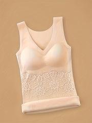 Floral Pattern Tank Top V-Neck Sleeveless Thermal Top