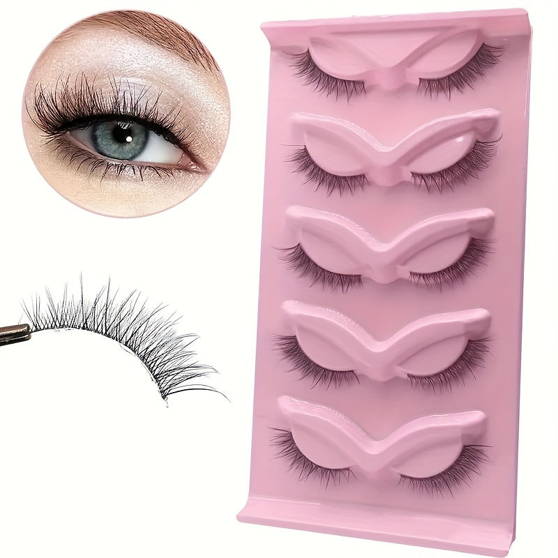 5 Pairs Faux Mink Cat Eye Effect 3D Fluffy False Eyelashes