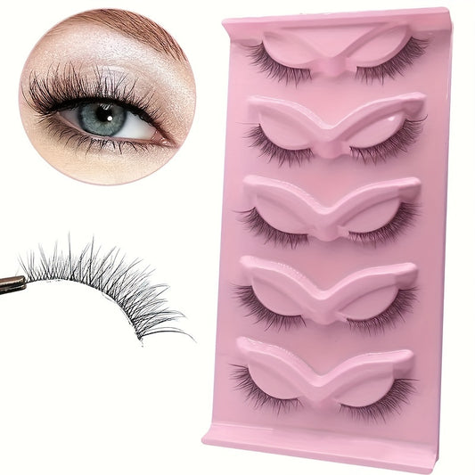 5 Pairs Faux Mink Cat Eye Effect 3D Fluffy False Eyelashes