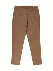 Men's Plaid Print Cotton Trousers Business Casual Suit Pants