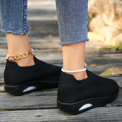 Women's Air Cushion Chunky Sneakers Breathable Slip-On Walking Shoes
