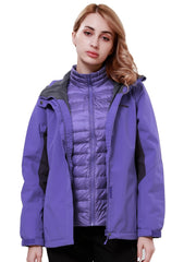 3-in-1 Winter Thermal Hooded Jacket Fleece Lined Down Jacket
