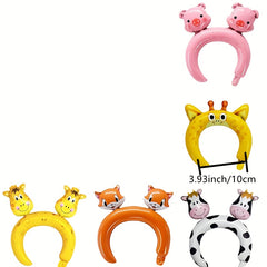 24 Packs Inflatable Animals Headband Zoo Safari Balloons Hat Jungle Theme