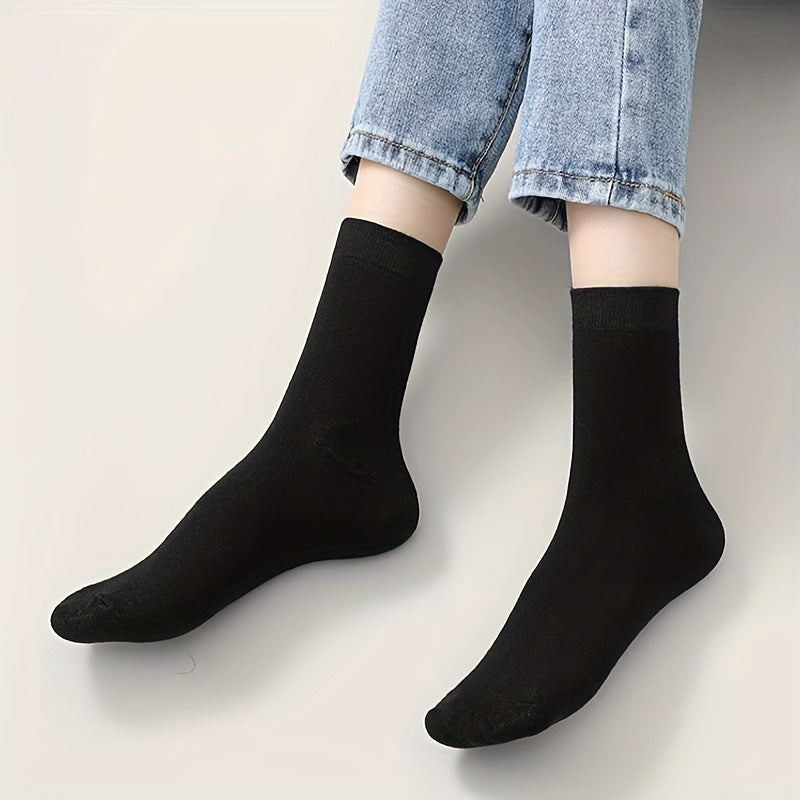 10 Pairs Solid Socks Comfy & Breathable Women's Stockings
