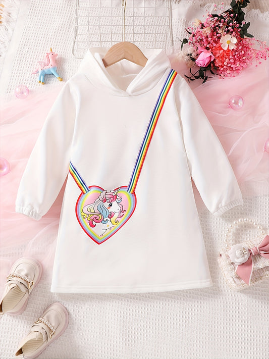 Unicorn Hooded Dress Toddler Kids Clothing