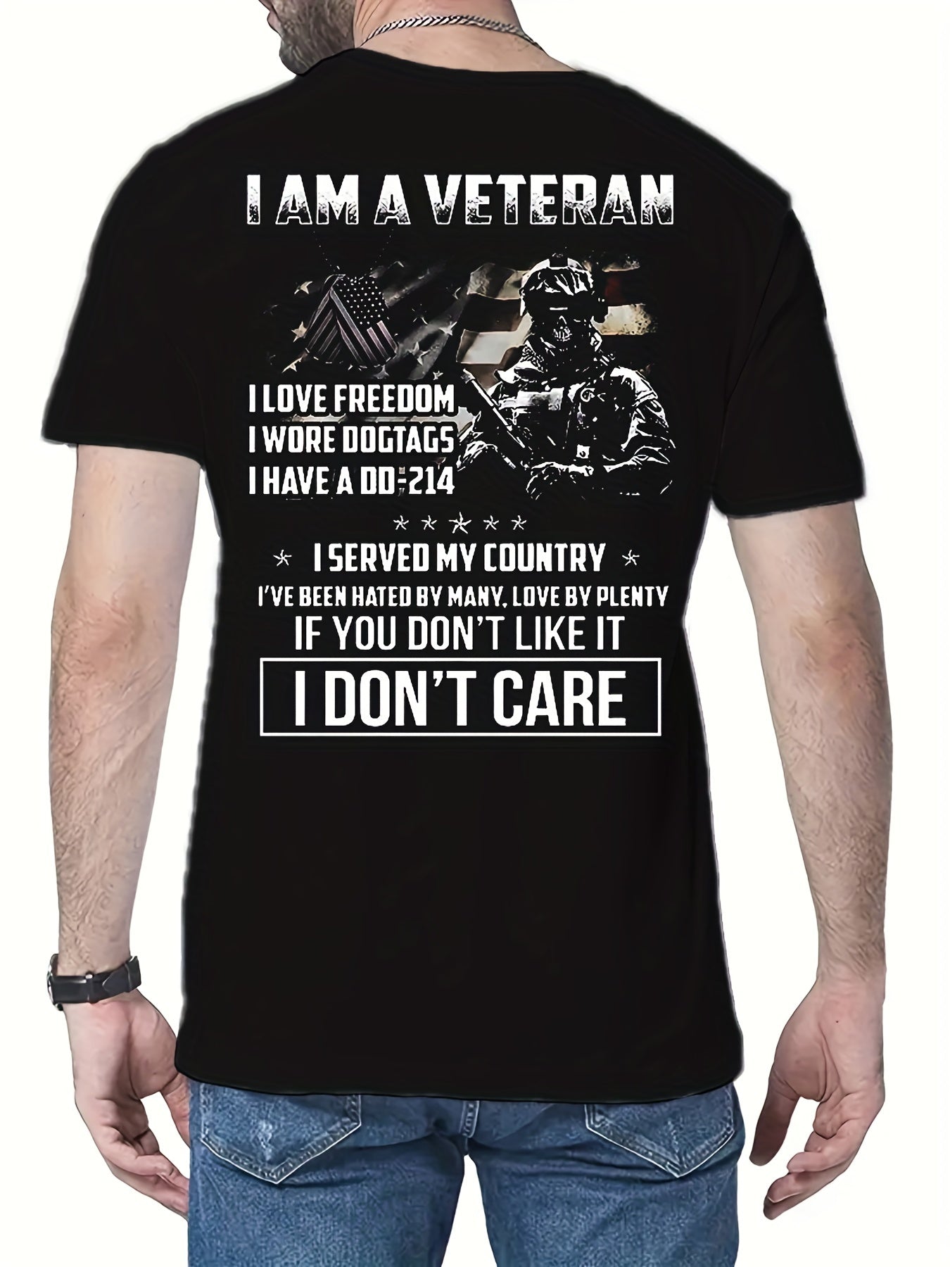 Patriotic 3D Print Men's Graphic Tee for Summer Activities